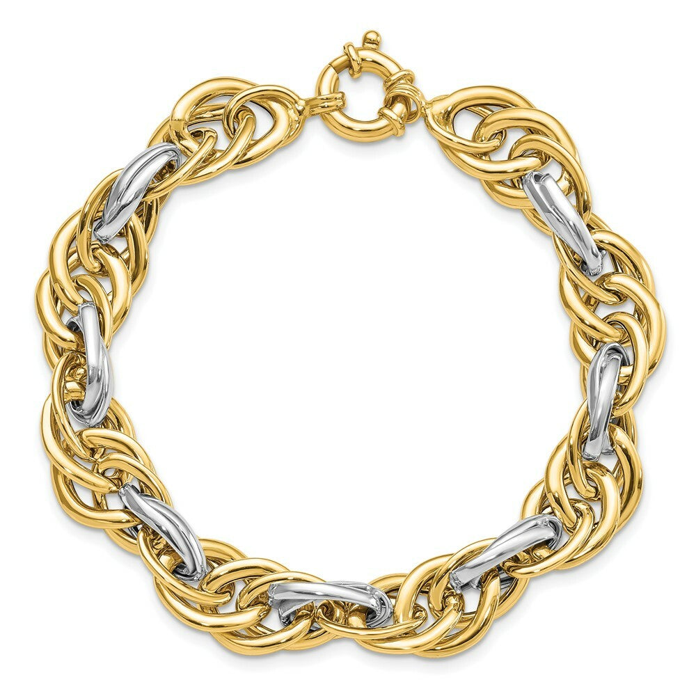 14k Two Tone Gold Polished Fancy Link Bracelet  length: 8.25 inches
