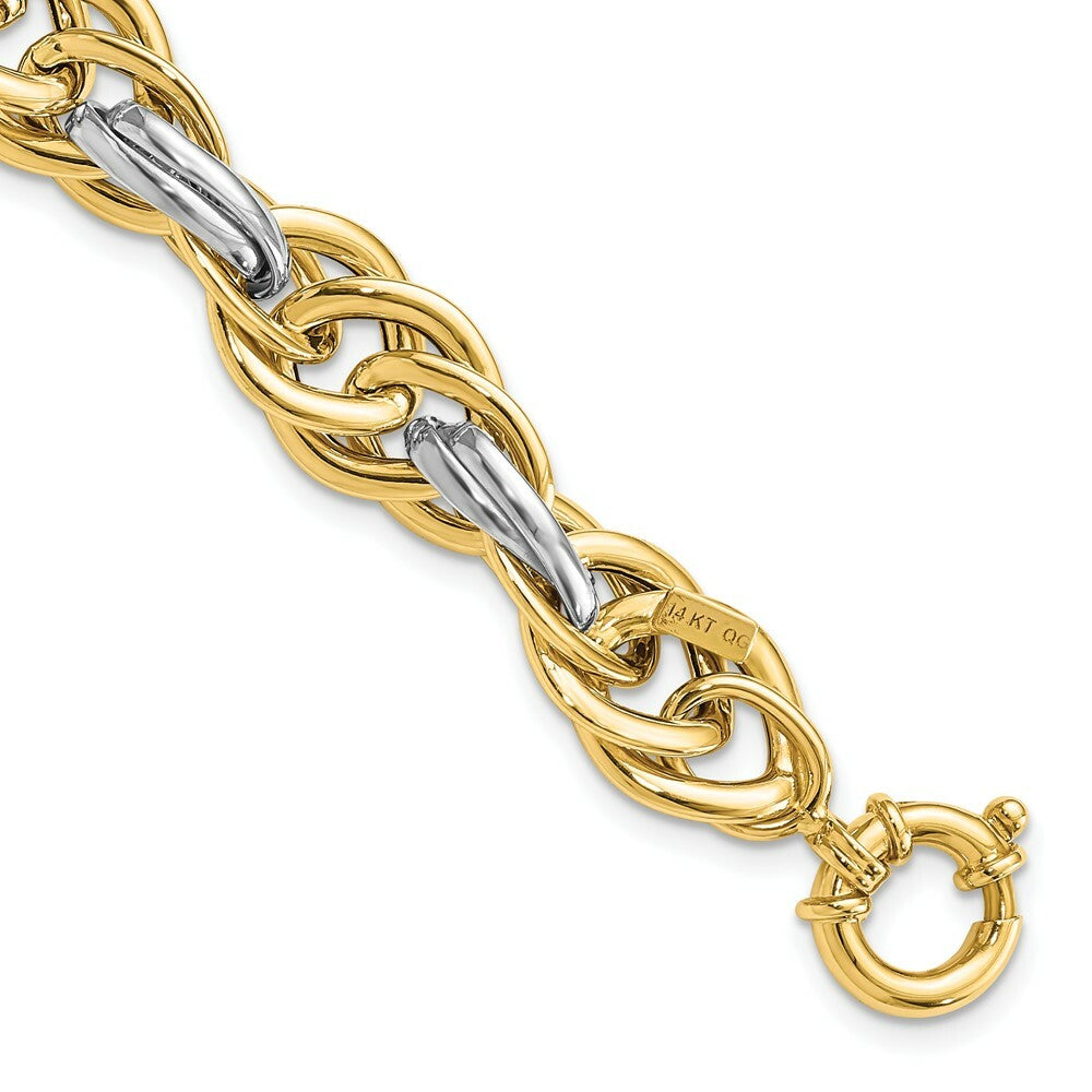14k Two Tone Gold Polished Fancy Link Bracelet  length: 8.25 inches