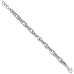 Load image into Gallery viewer, 14k White Gold Polished and Textured Fancy Link Bracelet  length: 8 inches
