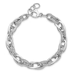Load image into Gallery viewer, 14k White Gold Polished and Textured Fancy Link Bracelet  length: 8 inches
