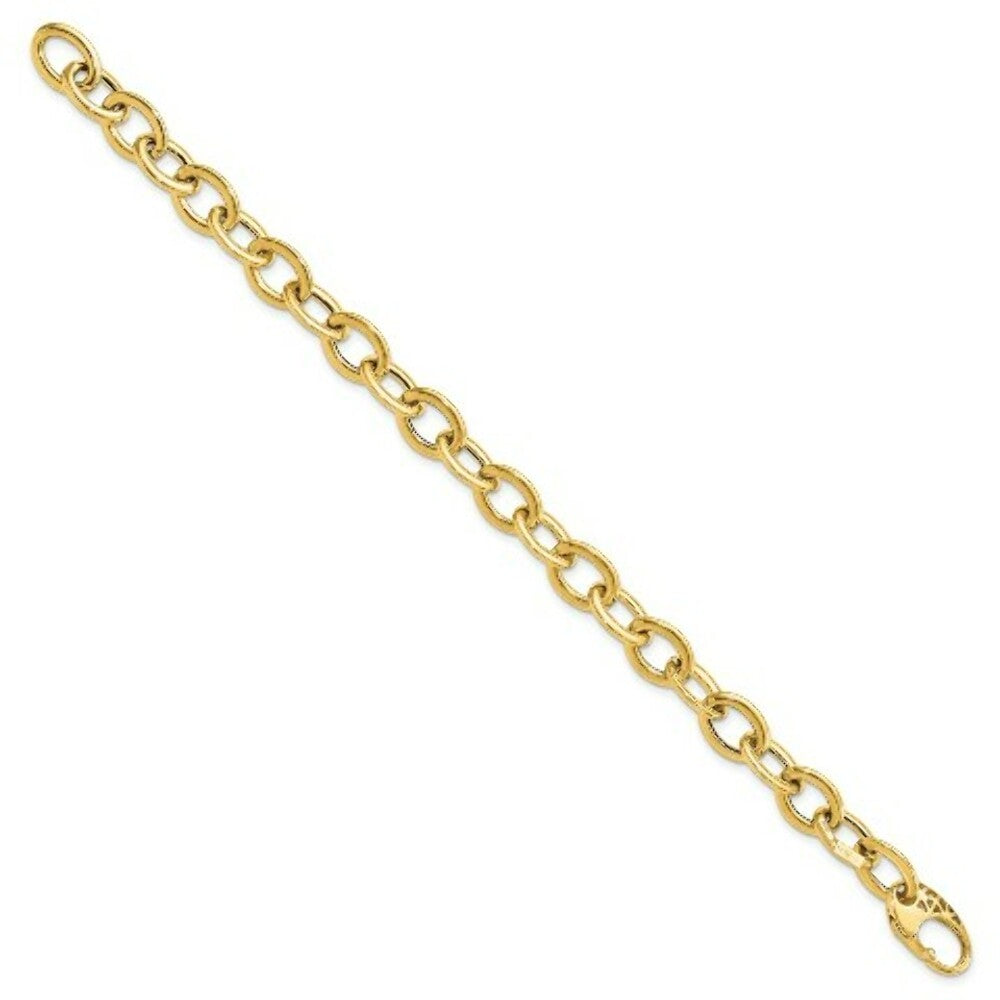 14K Yellow Gold Fancy Oval Link Bracelet  length: 8.5 inches