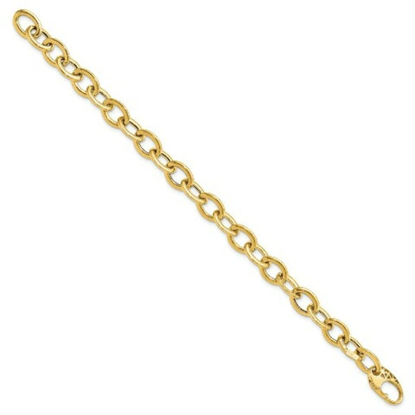 14K Yellow Gold Fancy Oval Link Bracelet  length: 8.5 inches