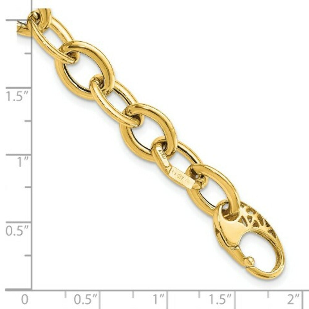 14K Yellow Gold Fancy Oval Link Bracelet  length: 8.5 inches