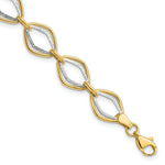 Load image into Gallery viewer, 14k Two Tone Gold Polished and Textured Ovals Bracelet  length: 7.5 inches
