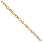 Load image into Gallery viewer, 14k Two Tone Gold Polished Fancy Link Bracelet  length: 7.5 inches
