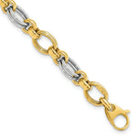 Load image into Gallery viewer, 14k Two Tone Gold Polished Fancy Link Bracelet  length: 7.5 inches
