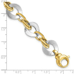Load image into Gallery viewer, 14k Two Tone Gold Polished Fancy Link Bracelet  length: 8 inches
