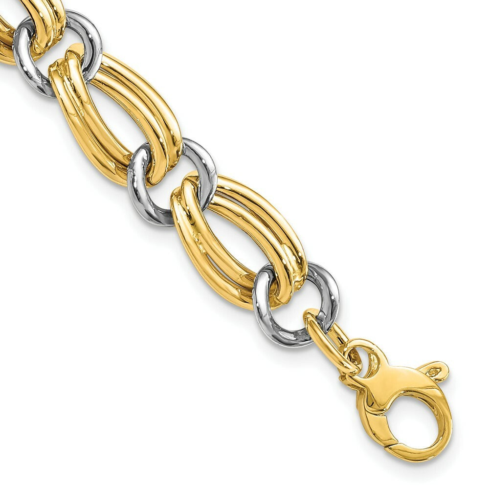 14k Two-Tone Gold Polished Italian Bracelet  length: 7.5 inches