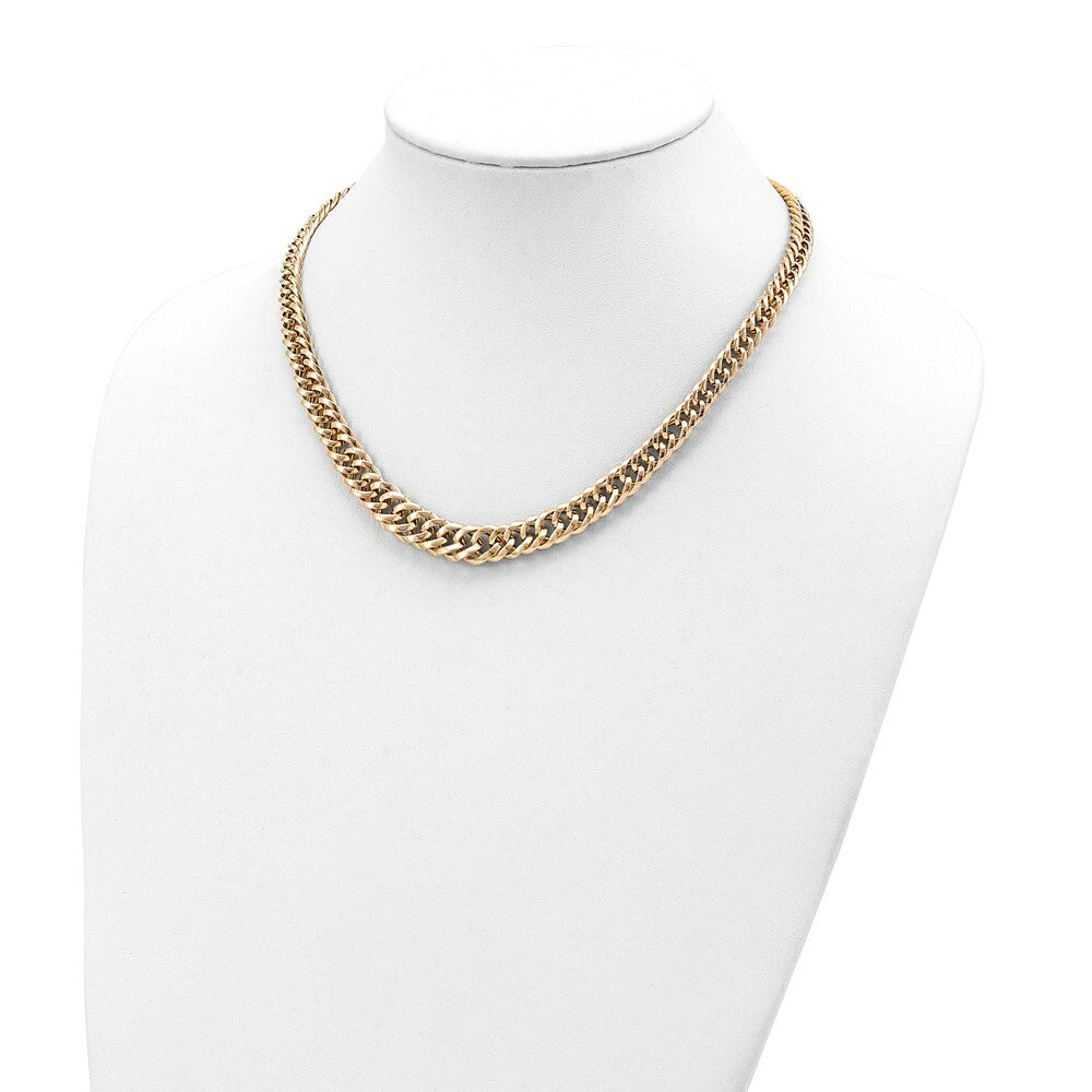 14K Yellow Gold Fancy Graduated Curb Chain Necklace  length: 18 inches