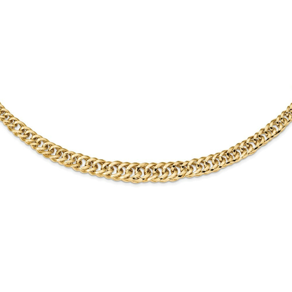 14K Yellow Gold Fancy Graduated Curb Chain Necklace  length: 18 inches
