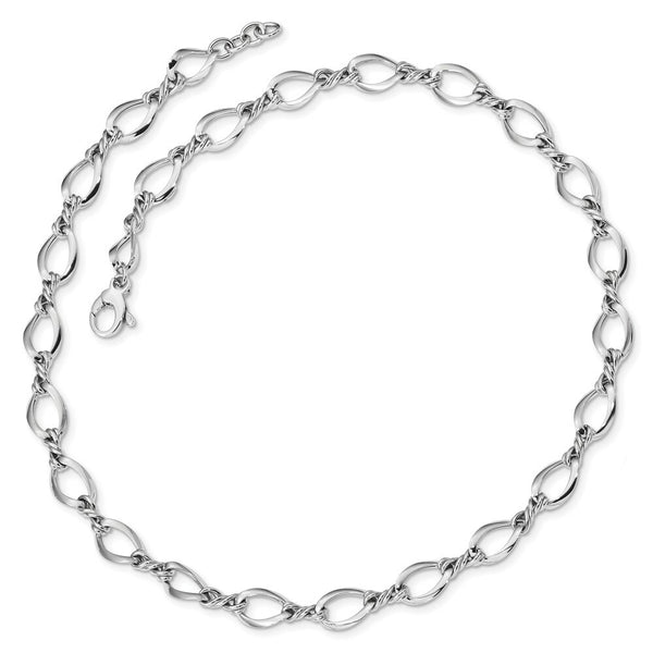 14k White Gold Fancy Link Necklace  length: 18 inches