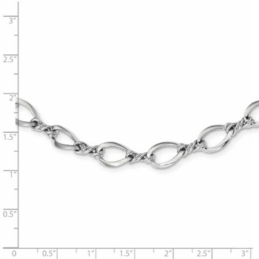 14k White Gold Fancy Link Necklace  length: 18 inches