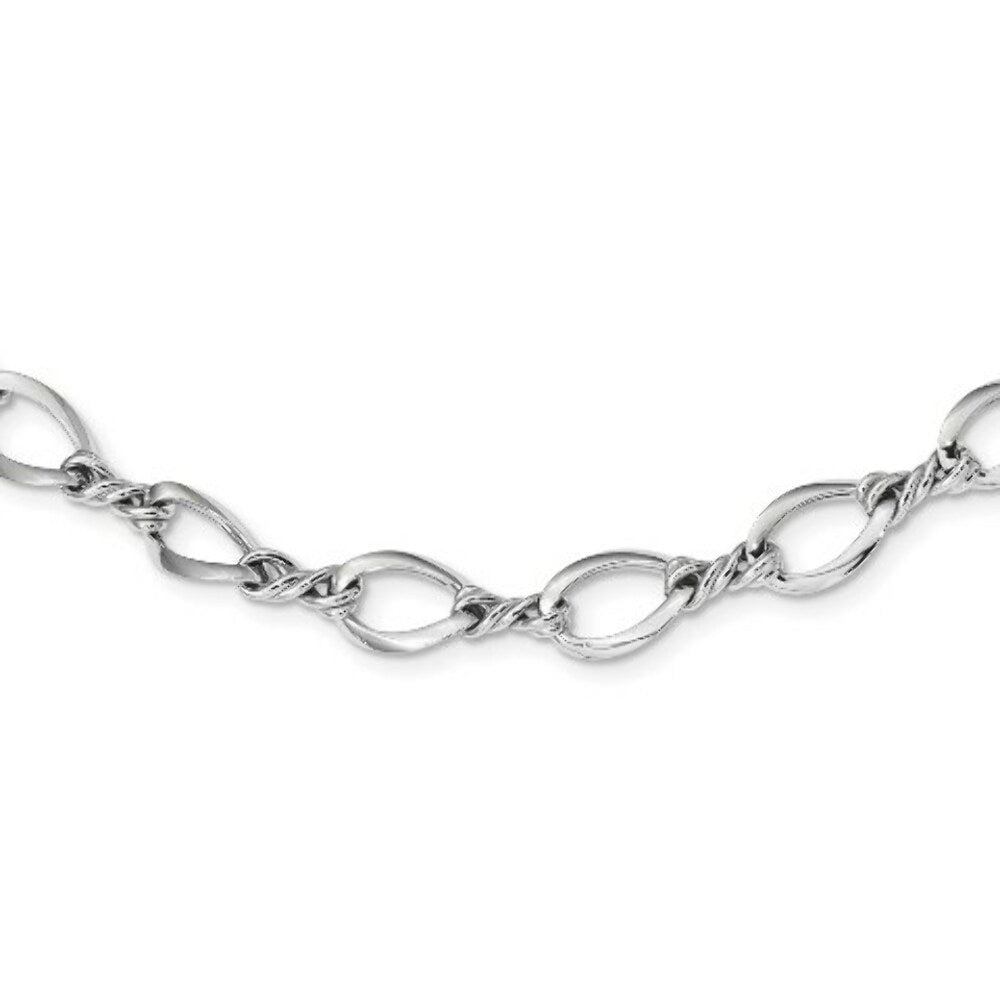 14k White Gold Fancy Link Necklace  length: 18 inches