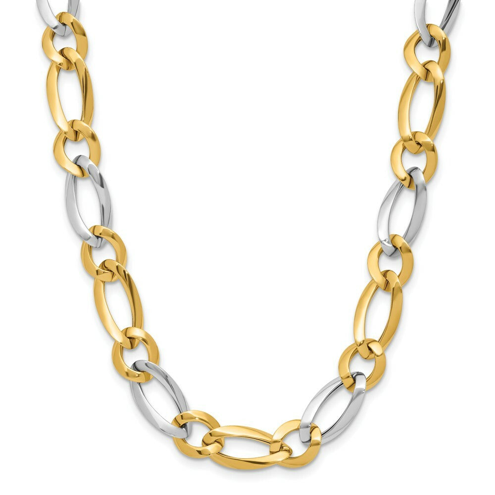 14k Two Tone Gold Polished Necklace  length: 17.5 inches