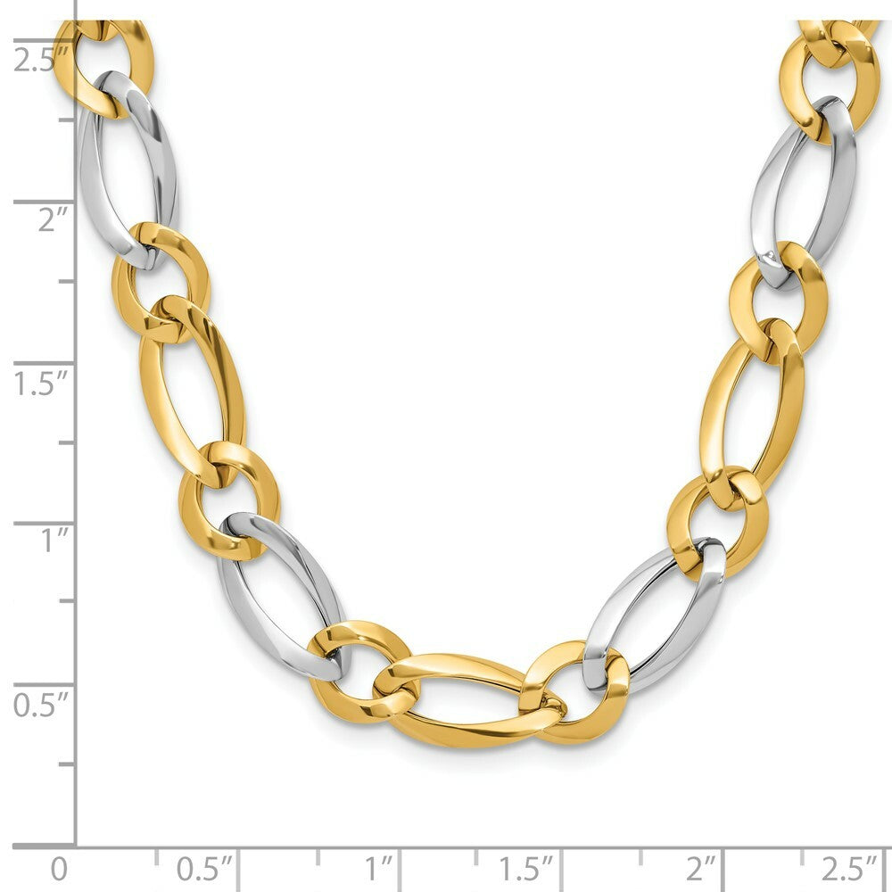 14k Two Tone Gold Polished Necklace  length: 17.5 inches