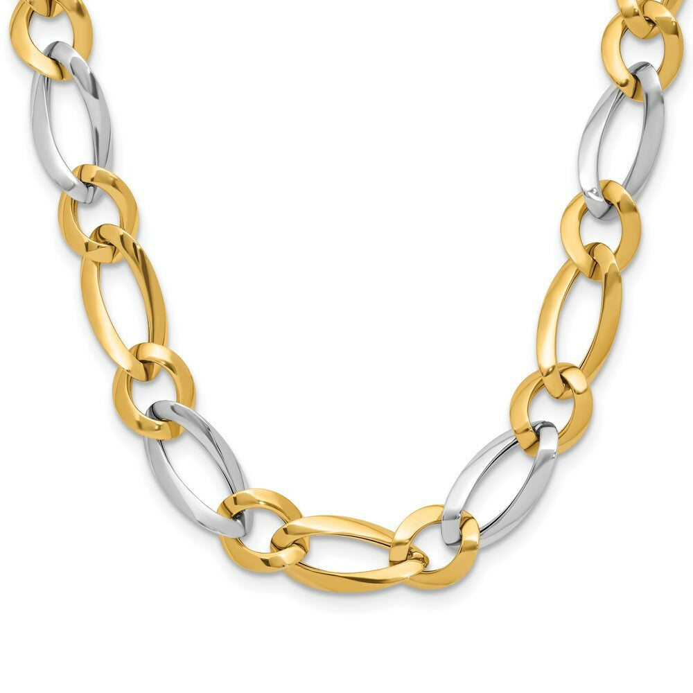 14k Two Tone Gold Polished Necklace  length: 17.5 inches