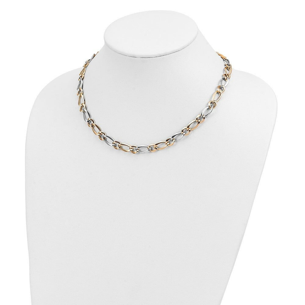 14k Two Tone Gold Polished Necklace  length: 17.5 inches