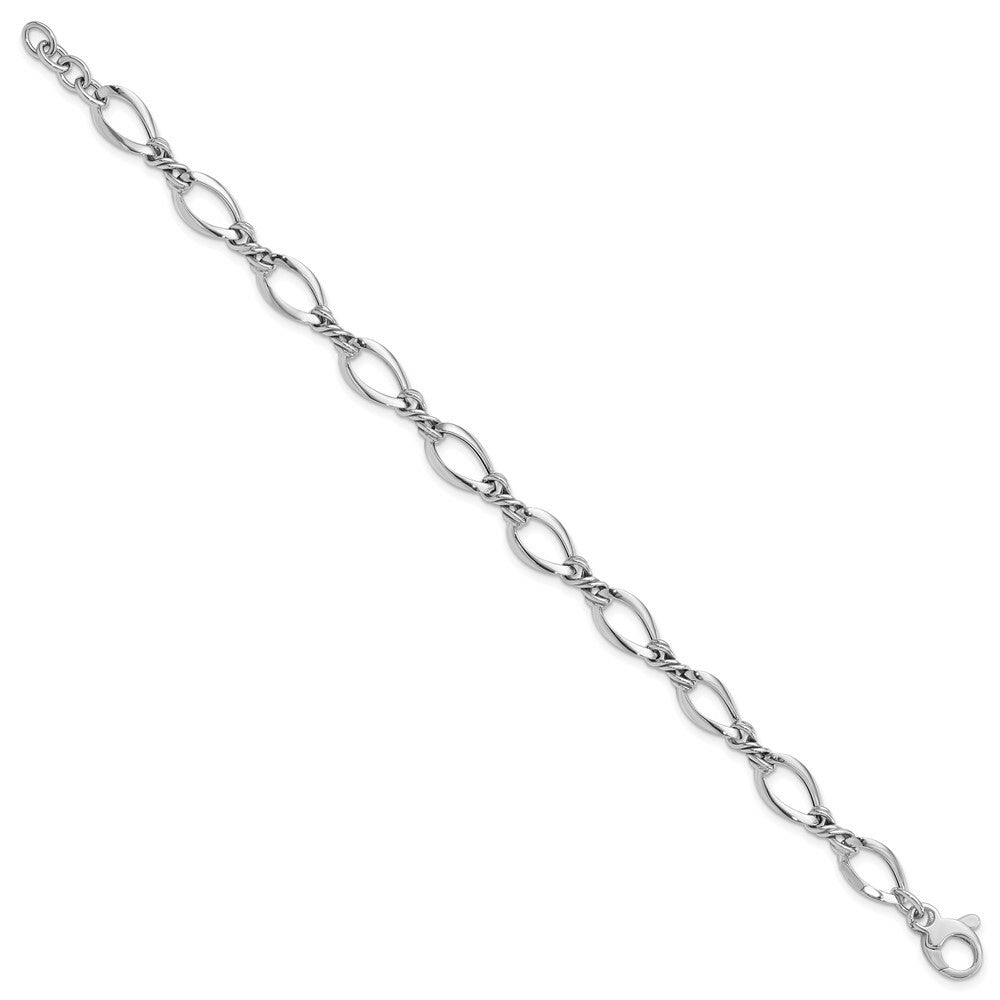 14k White Gold Fancy Link Bracelet  length: 7.5 inches