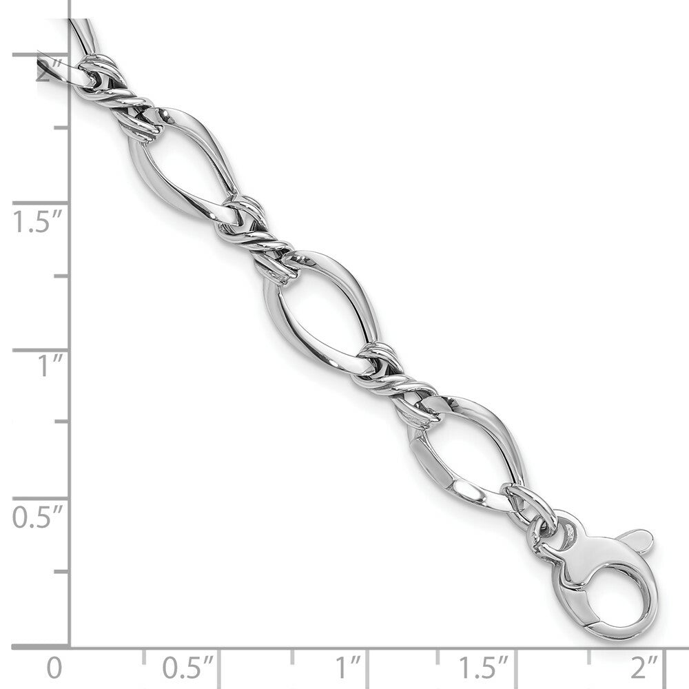 14k White Gold Fancy Link Bracelet  length: 7.5 inches