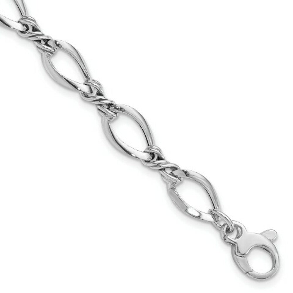 14k White Gold Fancy Link Bracelet  length: 7.5 inches