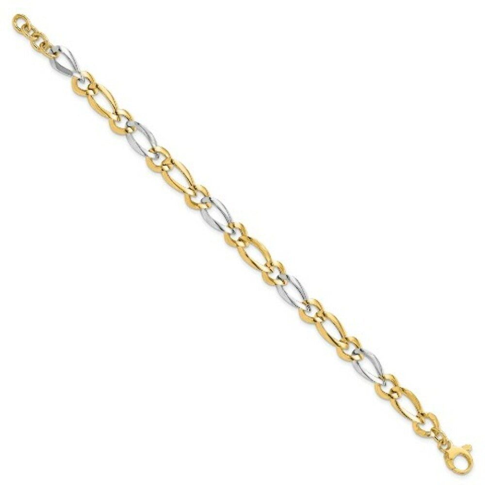 14k Two Tone Gold Polished Bracelet  length: 7.25 inches