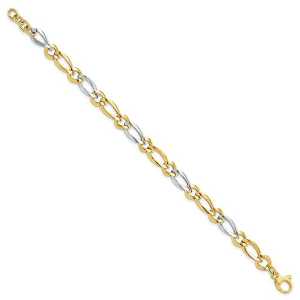 14k Two Tone Gold Polished Bracelet  length: 7.25 inches