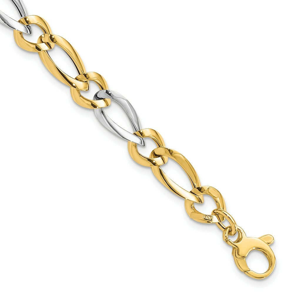 14k Two Tone Gold Polished Bracelet  length: 7.25 inches