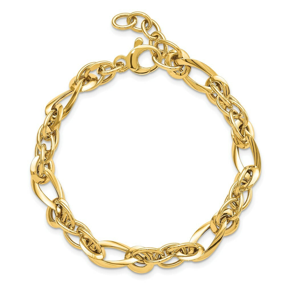 14K Yellow Gold Fancy Link 7in Bracelet  length: 7 inches