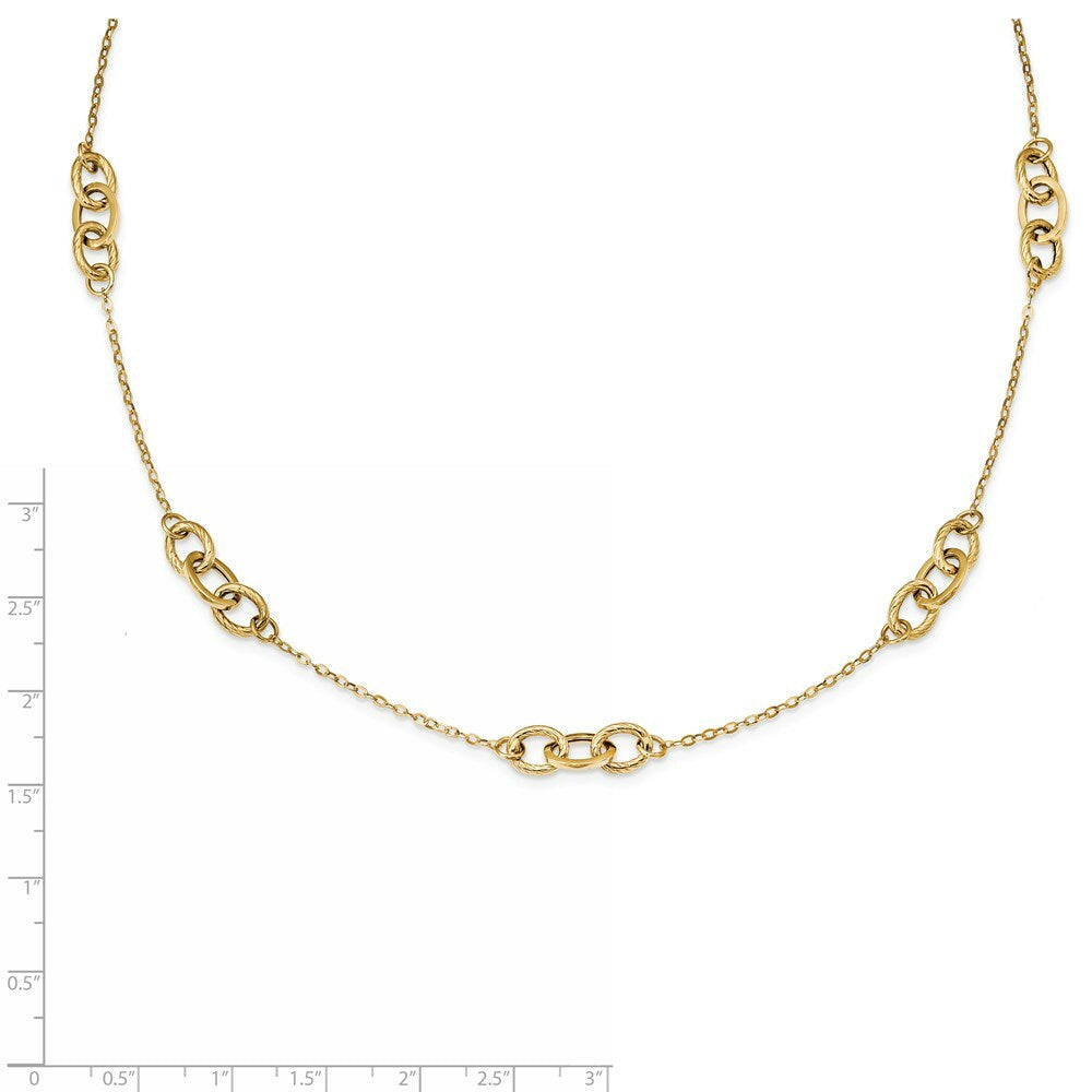 14k Yellow Gold Fancy 3-Links Italian Made Necklace  length: 18 inches