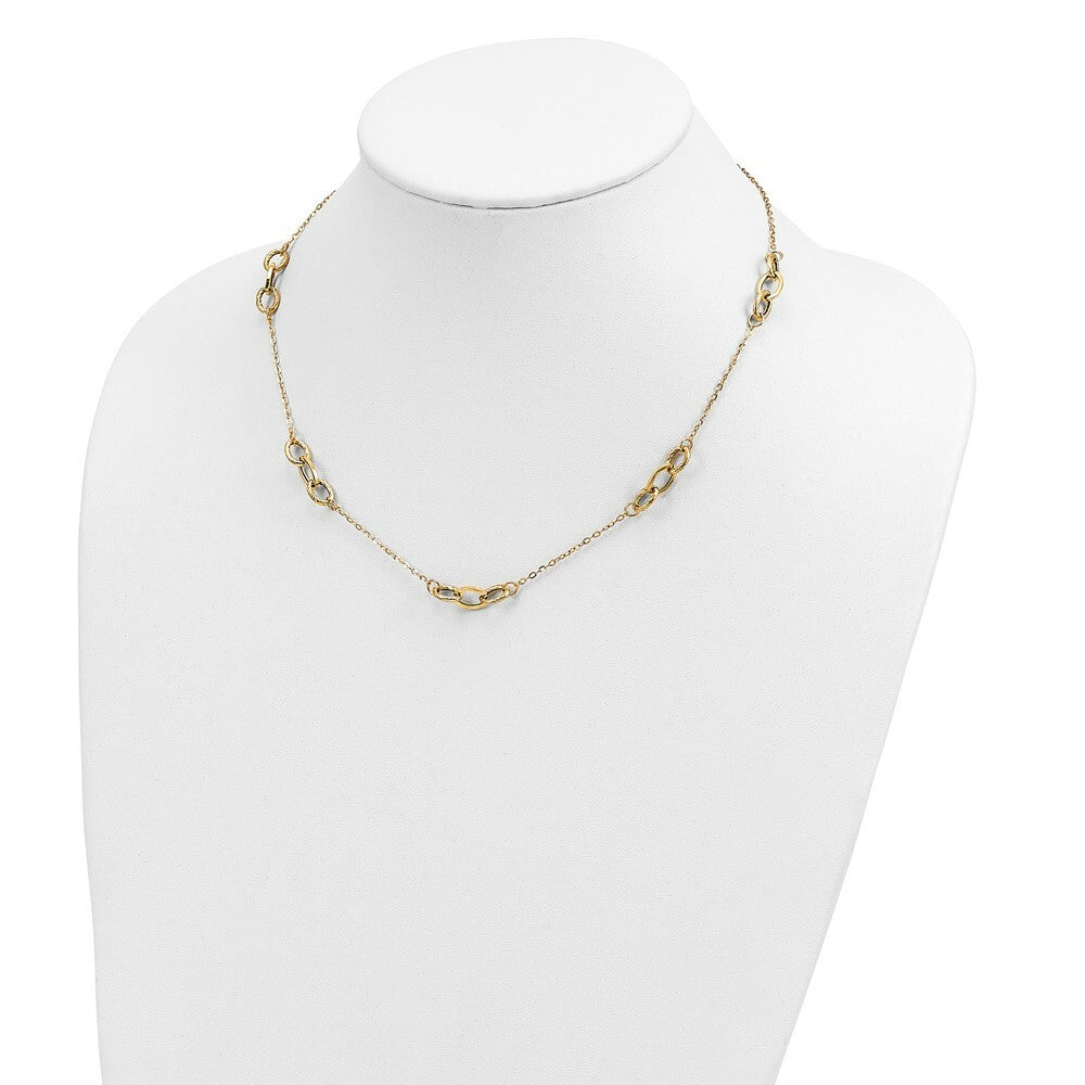 14k Yellow Gold Fancy 3-Links Italian Made Necklace  length: 18 inches
