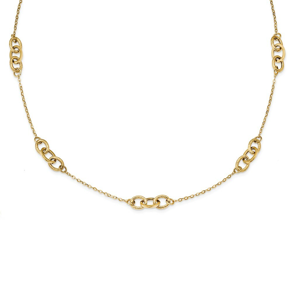 14k Yellow Gold Fancy 3-Links Italian Made Necklace  length: 18 inches