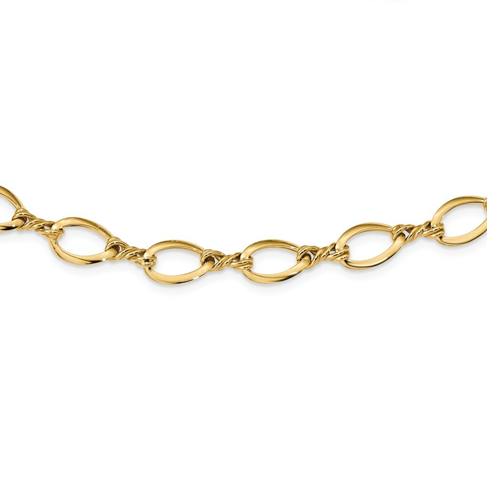 14K Yellow Gold Fancy Link Necklace  length: 18 inches