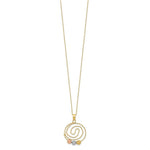 Load image into Gallery viewer, 14k Tri-color Gold Diamond-cut Beads on Spiral Pendant Necklace  length: 18 inches
