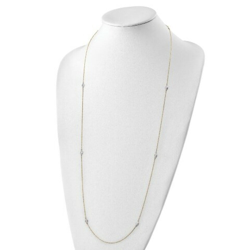 14k Two Tone Gold Polished and Textured Circles Necklace  length: 36 inches