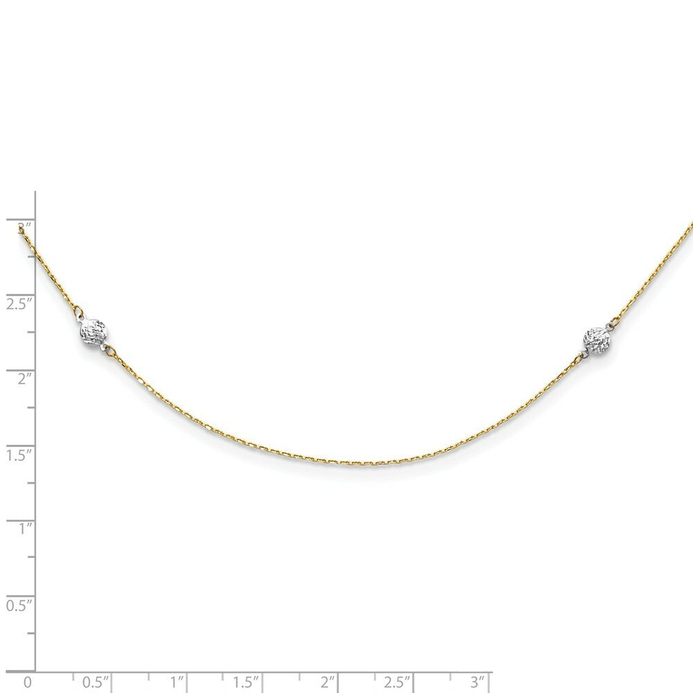 14k Two Tone Gold Polished and Textured Circles Necklace  length: 36 inches