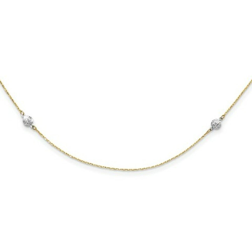 14k Two Tone Gold Polished and Textured Circles Necklace  length: 36 inches