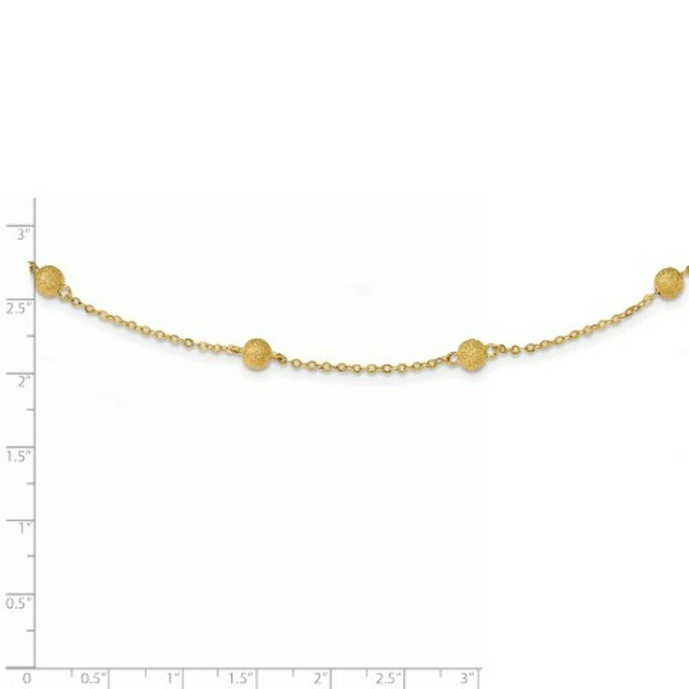 14K Yellow Gold Textured 7 Stations Ball Necklace  length: 24 inches