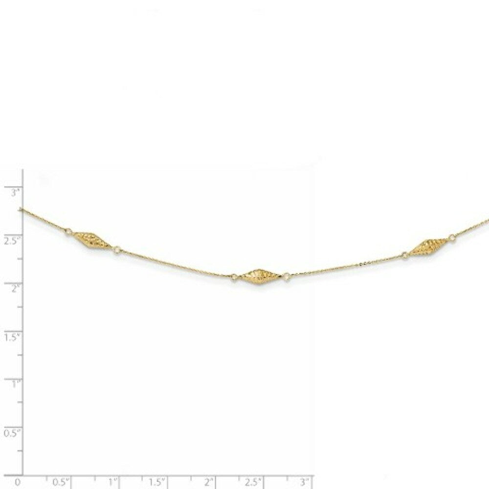 14K Yellow Gold and Diamond-cut Fancy Beaded 18in Necklace  length: 18 inches