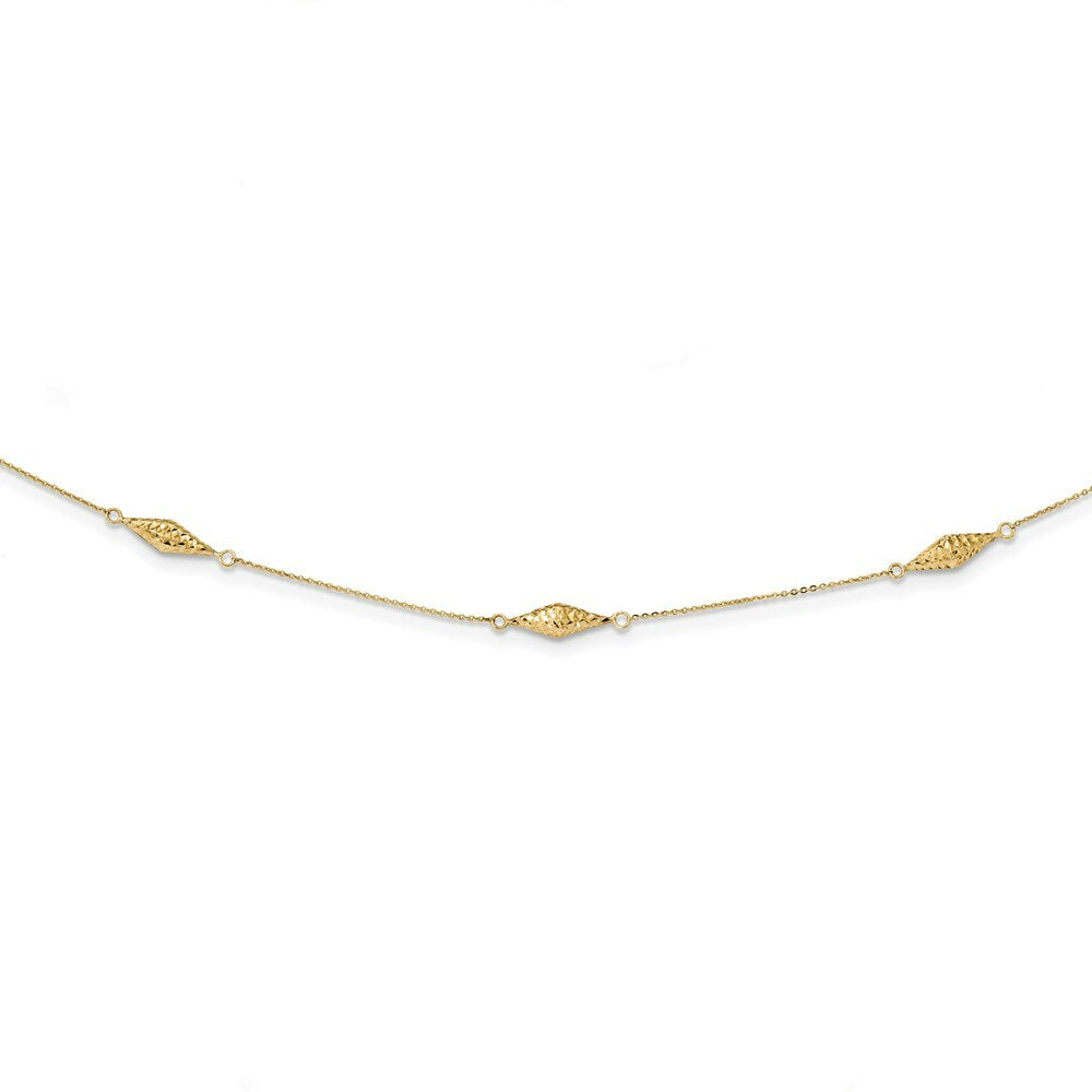 14K Yellow Gold and Diamond-cut Fancy Beaded 18in Necklace  length: 18 inches