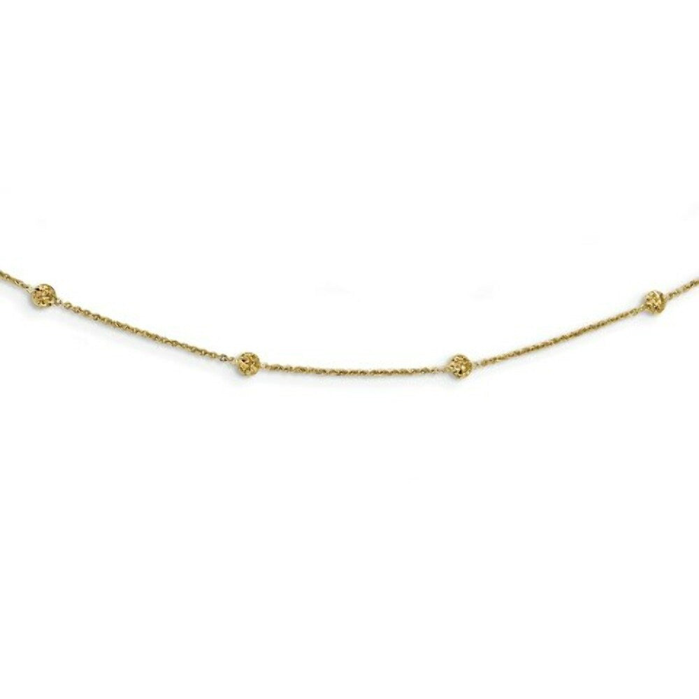 14K Yellow Gold Diamond-cut Tiny Puffed Circles 15-Station Necklace  length: 18 inches