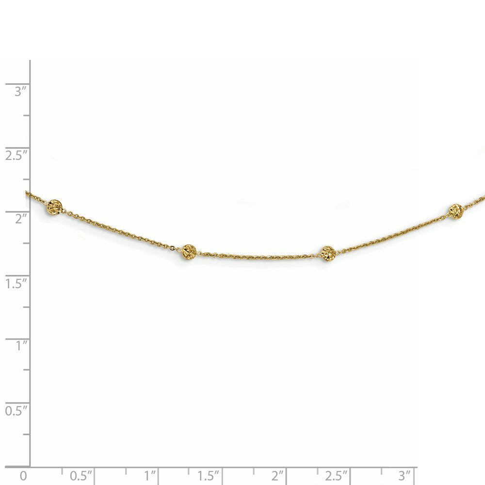 14K Yellow Gold Diamond-cut Tiny Puffed Circles 15-Station Necklace  length: 18 inches