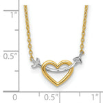 Load image into Gallery viewer, 14K Two-tone Gold Diamond-cut Heart &amp; Arrow Necklace  length: 17 inches
