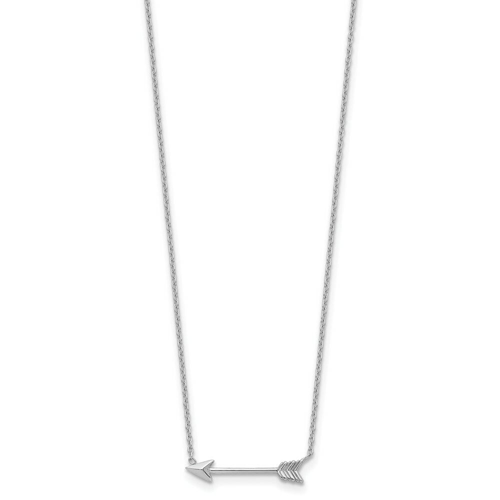 14k White Gold Polished Arrow Necklace  length: 17 inches