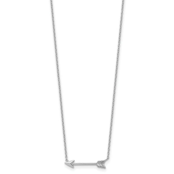 14k White Gold Polished Arrow Necklace  length: 17 inches