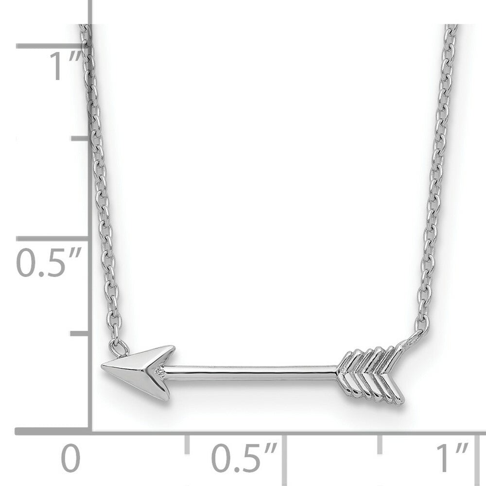 14k White Gold Polished Arrow Necklace  length: 17 inches