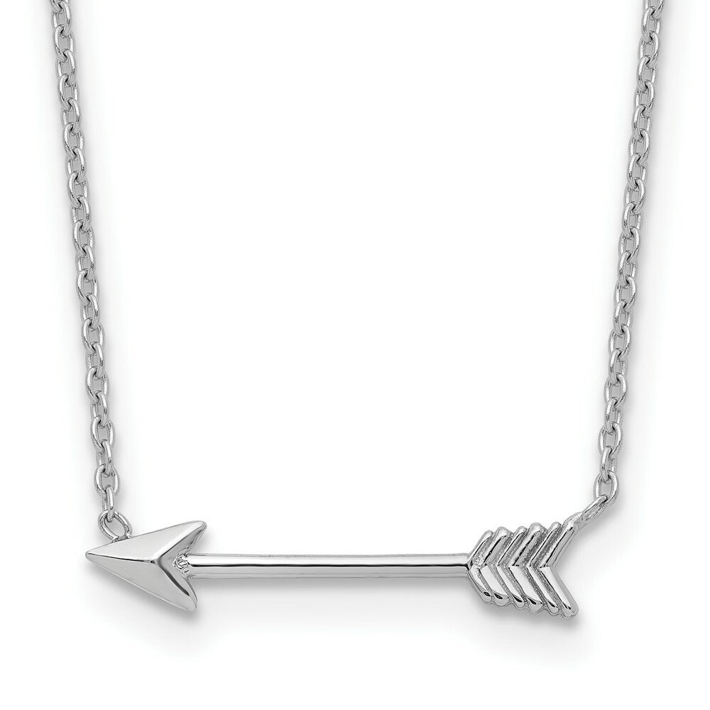 14k White Gold Polished Arrow Necklace  length: 17 inches