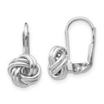 Load image into Gallery viewer, 14k White Gold Polished Love Knot Leverback Earrings
