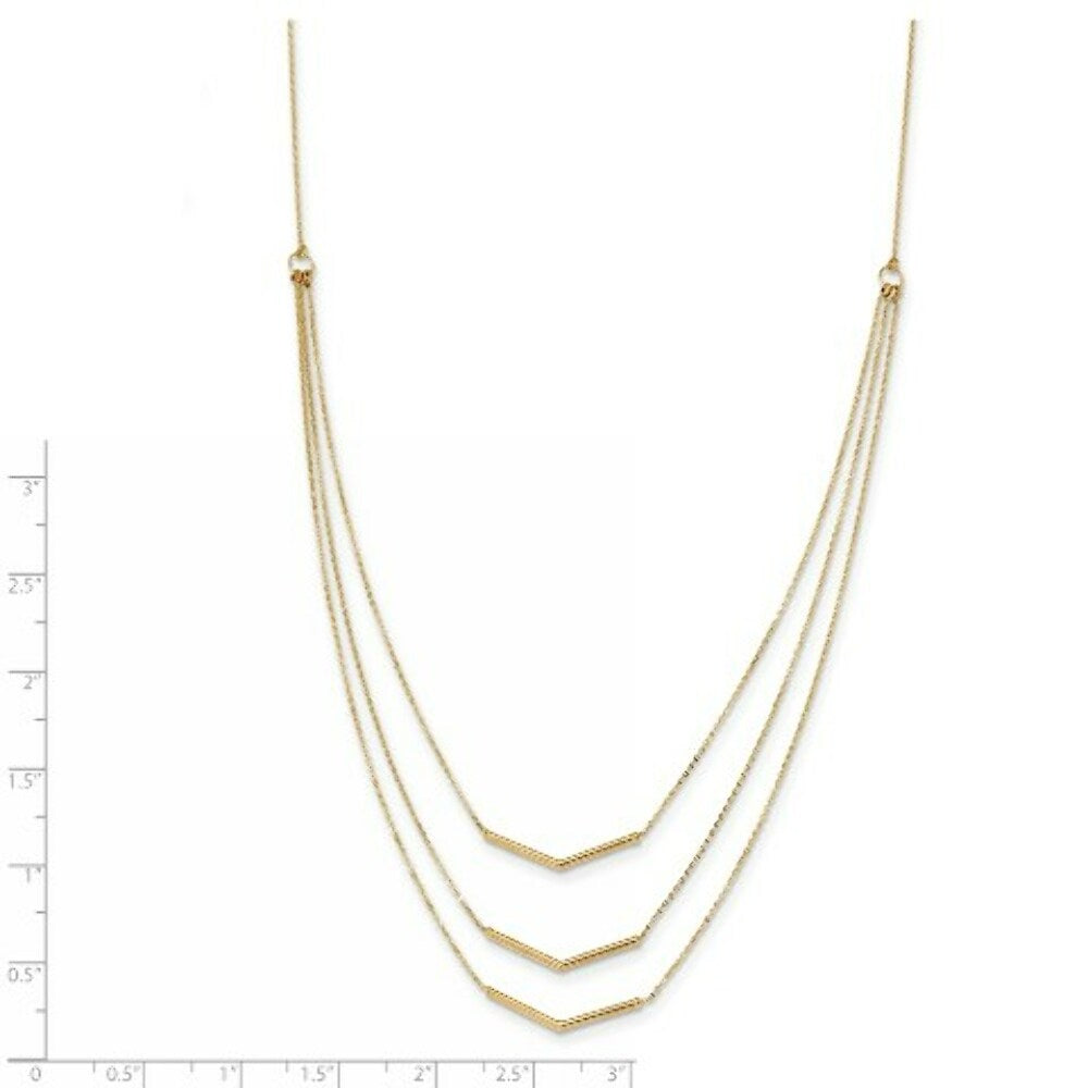 14K Yellow Gold 3 Strand w 2in Extension Drop Bar Necklace  length: 18 inches