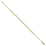 Load image into Gallery viewer, 14k Two-tone Gold Polished Infinity and Heart Bracelet  length: 7 inches

