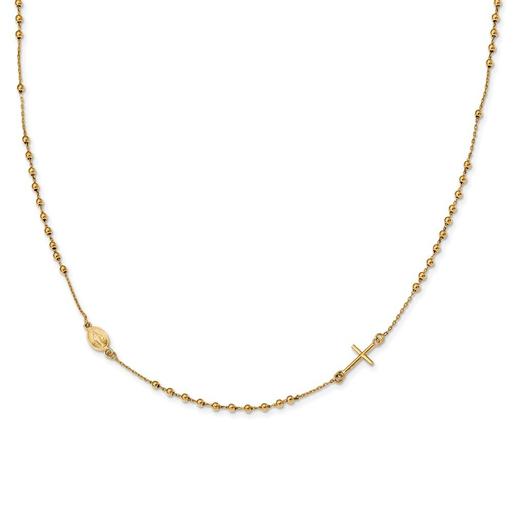 14K Yellow Gold 16in Cross Rosary Necklace  length: 16 inches